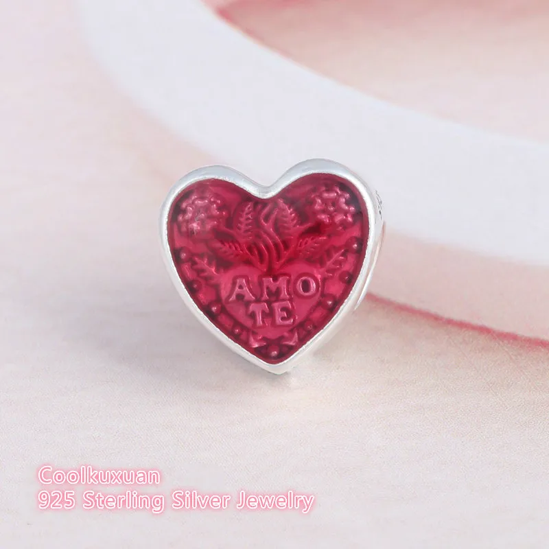 Cerise Enamel Latin Love Heart Beads For Jewelry Making Original 925 Sterling Silver Fits Pandora bracelets Valentine Gift
Cerise Enamel Latin Love Heart Beads For Jewelry Making Original 925 Sterling Silver Fits Pandora bracelets Valentine Gift