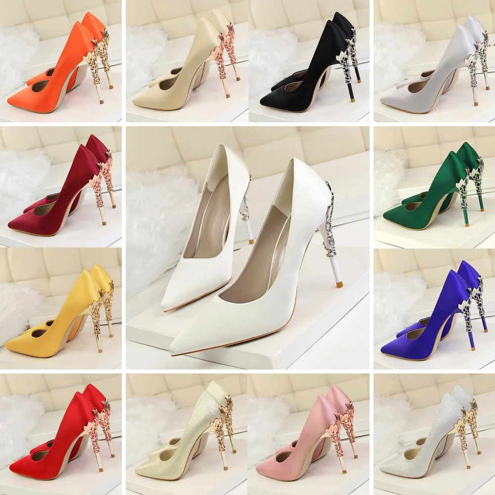 HZXINLIVE Wedding Shoes Bride Elegant High Heels Shoes Woman Metal Leaves Brand Satin Heels Stiletto Pumps Ladies Party Shoes
HZXINLIVE Wedding Shoes Bride Elegant High Heels Shoes Woman Metal Leaves Brand Satin Heels Stiletto Pumps Ladies Party Shoes