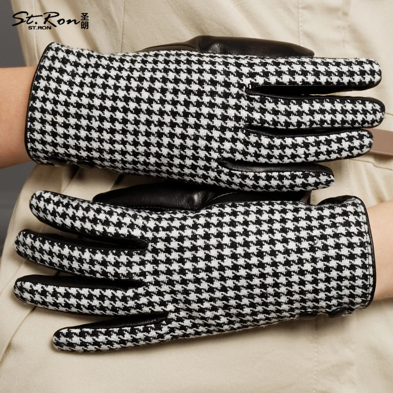 Houndstooth genuine leather gloves female sheepskin gloves sheepskin woolen gloves st6081
Houndstooth genuine leather gloves female sheepskin gloves sheepskin woolen gloves st6081