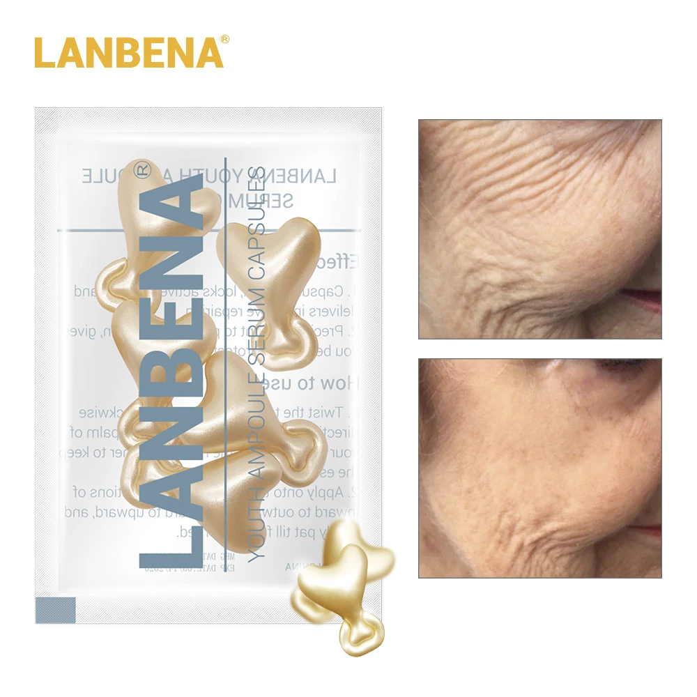 

LANBENA 24K Gold Peptide Wrinkles Face Ampoule Capsule Facial Cream Whitening Serum Acne Skin Anti-Aging Lifting Firming 5 Grain