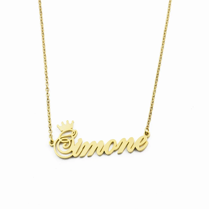 Custom Crown Name Necklace Personalized Jewelry Silver Rose Gold Stainless Steel Customized Cursive Font Nameplate Necklaces
Custom Crown Name Necklace Personalized Jewelry Silver Rose Gold Stainless Steel Customized Cursive Font Nameplate Necklaces