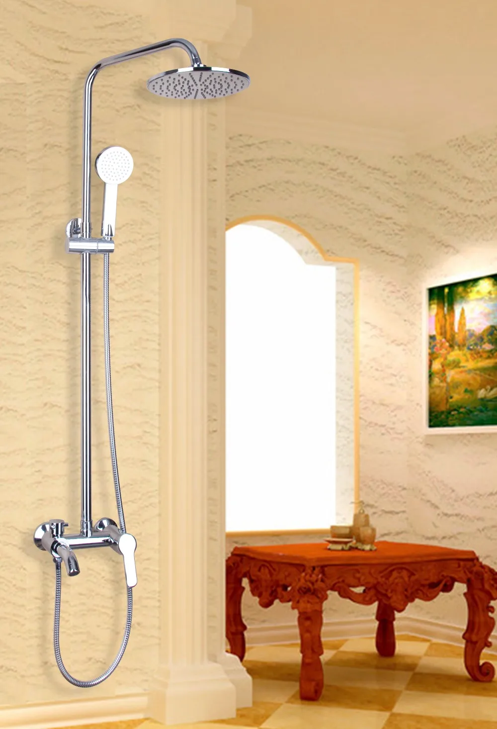 New Chrome Polished Waterfall Rain Shower Faucet & Hand Shower Wall Mounted Single Handle Bathroom Faucet Hot&Cold Water Tap
New Chrome Polished Waterfall Rain Shower Faucet & Hand Shower Wall Mounted Single Handle Bathroom Faucet Hot&Cold Water Tap