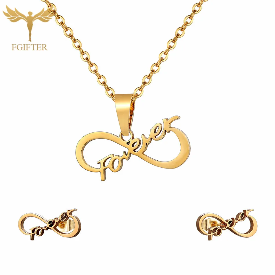 Romantic Wedding Jewelry Adornment Fovever Infinite Design Stainless Steel Sets for Women Necklace and Earrings Set
Romantic Wedding Jewelry Adornment Fovever Infinite Design Stainless Steel Sets for Women Necklace and Earrings Set