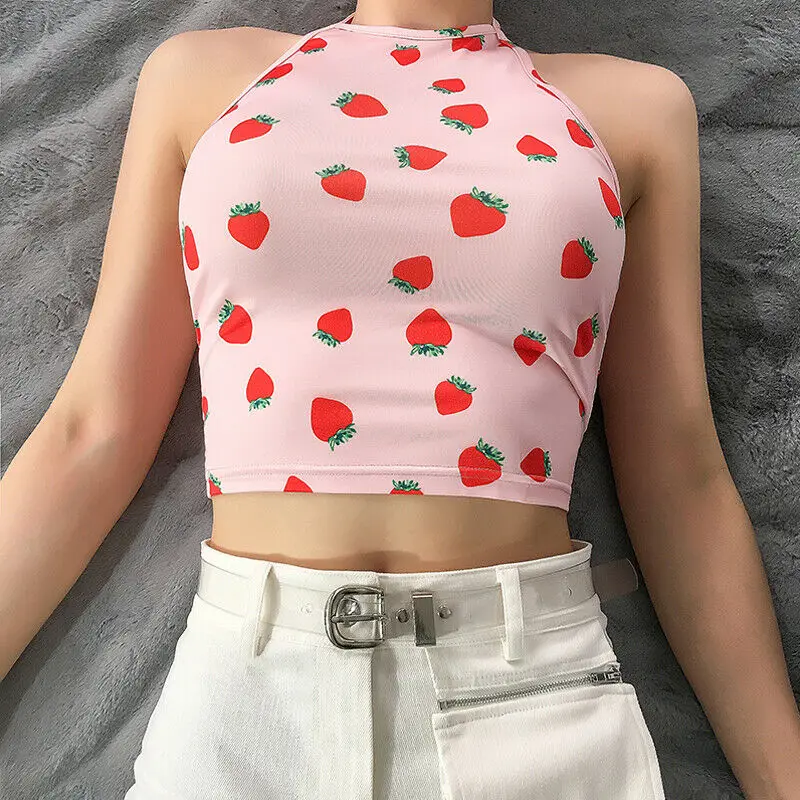 2019 Fashion Women Summer Casual Tank Tops Vest Bandage Halter Camis Tops Sleeveless Sexy Strawberry Printing Crop Top Tanks
2019 Fashion Women Summer Casual Tank Tops Vest Bandage Halter Camis Tops Sleeveless Sexy Strawberry Printing Crop Top Tanks