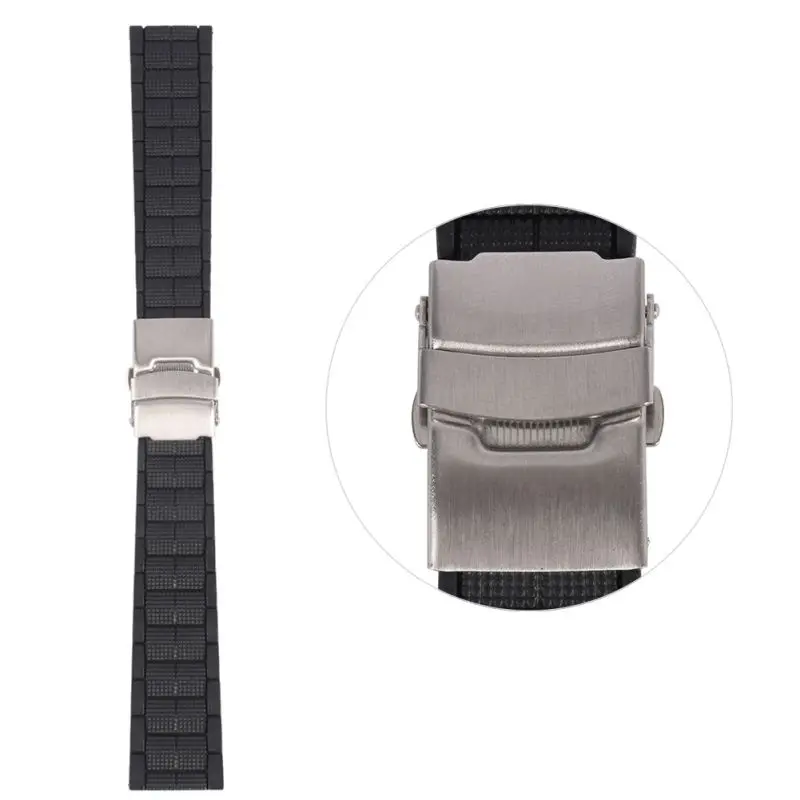 20mm 22mm Black Silicone Rubber Waterproof Men Women Watch Strap Band Deployment Buckle Watch Band
20mm 22mm Black Silicone Rubber Waterproof Men Women Watch Strap Band Deployment Buckle Watch Band