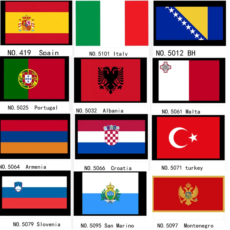 Spain Italy Bosnia Portugal Albania Malta Armenia Croatia Turkey Slovenia San Marino Montenegro Educational National Flag
Spain Italy Bosnia Portugal Albania Malta Armenia Croatia Turkey Slovenia San Marino Montenegro Educational National Flag