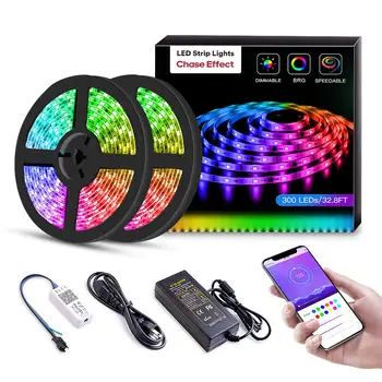 LED Strip Lights Built-in IC with App, 32.8ft/10m LED Rainbow Chasing Light, 12V 5050 RGB Waterproof 300Leds Flexible ST181
LED Strip Lights Built-in IC with App, 32.8ft/10m LED Rainbow Chasing Light, 12V 5050 RGB Waterproof 300Leds Flexible ST181