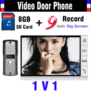 Upgraded Version 9 Inch Big Screen + 8GB SD Card Video Record Door Phone intercom System IR Night Vision Doorbell Camera
Upgraded Version 9 Inch Big Screen + 8GB SD Card Video Record Door Phone intercom System IR Night Vision Doorbell Camera