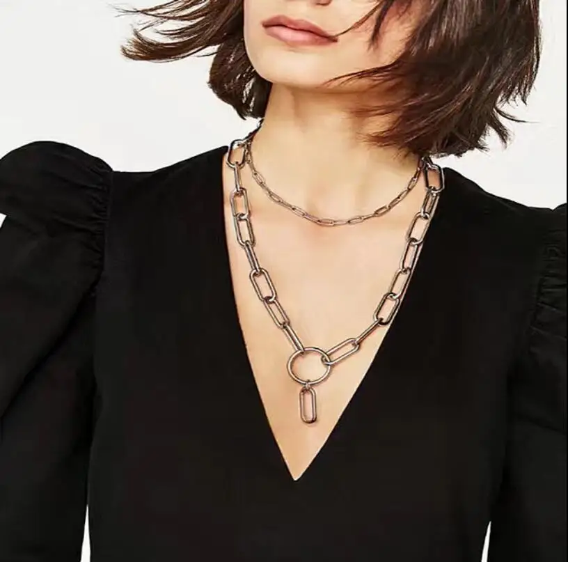 New hot sale big necklace simple double chain chain necklace pendant European and American necklace jewelry
New hot sale big necklace simple double chain chain necklace pendant European and American necklace jewelry