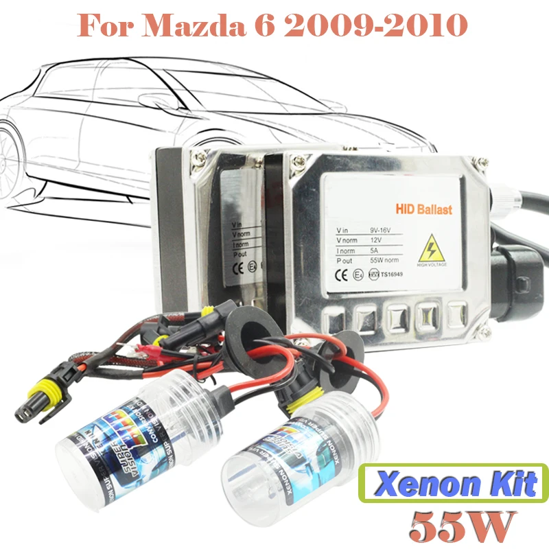 55 Вт Xenon HID Kit Лампы Балласт 3000 К-15000 К Для Mazda 6 2009-2010 Головки Автомобиля лампы Фар (1