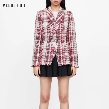 Vintage Tweed Women's Jacket Blazer Double Breasted Diamonds Women's Suit Coat Long Sleeve Plaid Blazer Women Casaco Feminino
Vintage Tweed Women's Jacket Blazer Double Breasted Diamonds Women's Suit Coat Long Sleeve Plaid Blazer Women Casaco Feminino