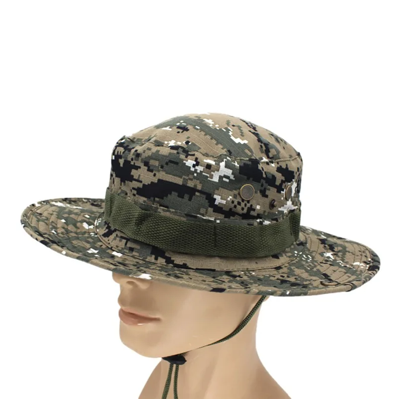 Adjustable Camouflage Outdoor Camping Climbing Cap Men Women Fishing Bucket Hat Boonie Nepalese Cap Brim Military Army GN #FM28 (11)