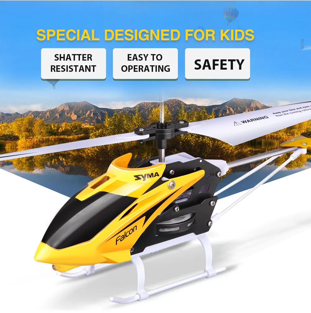 

Syma W25 RC Helicopter 2 CH 2 Channel Remote Control Mini RC Drone With Gyro Resistant RC Toys For Boy Kids Gift Red Yellow