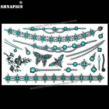 SHNAPIGN Blue Bracelet Temporary Tattoo Body Art Arm Flash Tattoo Stickers 17*10cm Waterproof Fake Henna Painless Tattoo Sticker 
SHNAPIGN Blue Bracelet Temporary Tattoo Body Art Arm Flash Tattoo Stickers 17*10cm Waterproof Fake Henna Painless Tattoo Sticker
