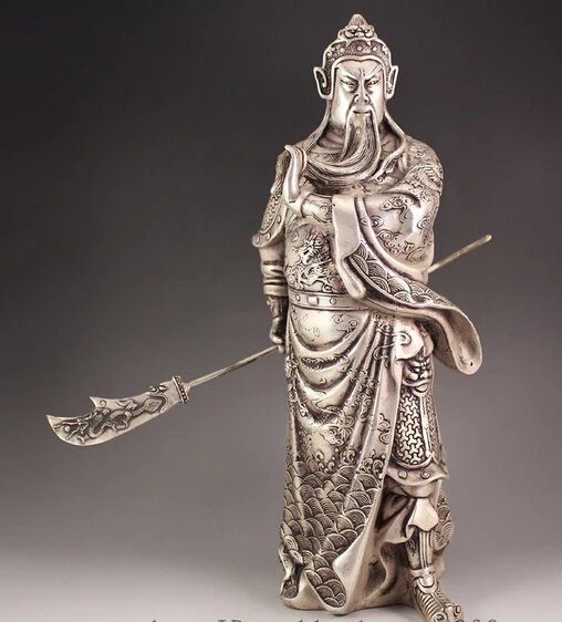 B0601 502Chinese White Copper Silver Dragon Guan Gong Guan Yu Hold Sword Warrior Buddha statue
B0601 502Chinese White Copper Silver Dragon Guan Gong Guan Yu Hold Sword Warrior Buddha statue