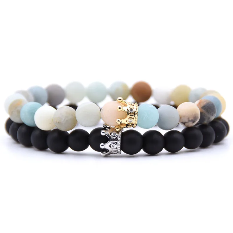 2pcs 8mm Natural Stone Beads His and Hers Couple Bracelets Crown Bracelets For Lovers Handmade Pulsera
2pcs 8mm Natural Stone Beads His and Hers Couple Bracelets Crown Bracelets For Lovers Handmade Pulsera