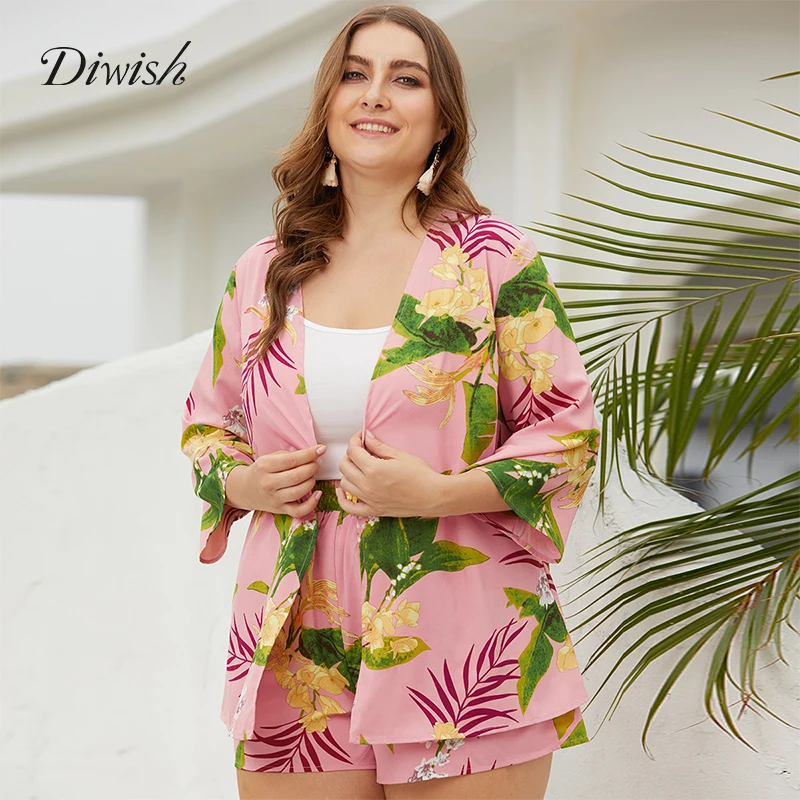 Diwish Women Two Piece Outfits 2019 Casual Cardigan Top+ Shorts Sets Printed Beach Plus Size Two Piece Sets XL-4XL
Diwish Women Two Piece Outfits 2019 Casual Cardigan Top+ Shorts Sets Printed Beach Plus Size Two Piece Sets XL-4XL