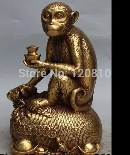 11"Marked Chinese Bronze Folk Feng Shui Zodiac Year Monkey Money Bag Statue 
11"Marked Chinese Bronze Folk Feng Shui Zodiac Year Monkey Money Bag Statue