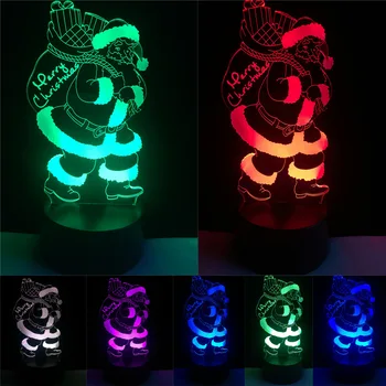 

Best Christmas Decor 3D Stereoscopic Visual Creative Atmosphere of Santa Claus 7 Color Change Table Lamp Bedroom LED Night Light