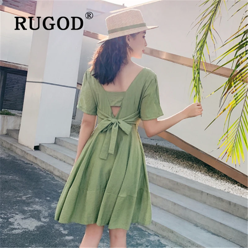 RUGOD Korean solid back big bow women dress Elegant backless chic midi summer dress female clothing 2019 A line dresses vestidos
RUGOD Korean solid back big bow women dress Elegant backless chic midi summer dress female clothing 2019 A line dresses vestidos