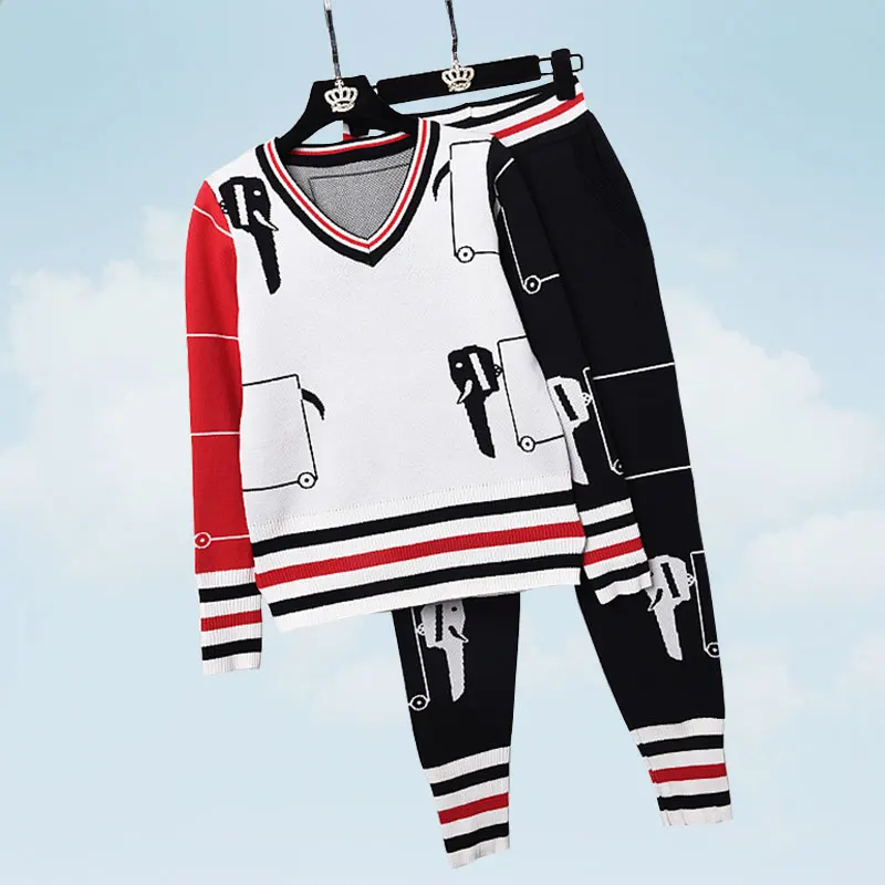 Autumn Winter Fashion Print 2 Piece Set Women Long Sleeve Round Neck Stripe Contrast With casual Pants Female Piece Set SS385
Autumn Winter Fashion Print 2 Piece Set Women Long Sleeve Round Neck Stripe Contrast With casual Pants Female Piece Set SS385