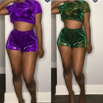 Hirigin Women Casual Transparent Crop Top Sexy Short Sleeve Pants Shorts Two Piece Suits
Hirigin Women Casual Transparent Crop Top Sexy Short Sleeve Pants Shorts Two Piece Suits