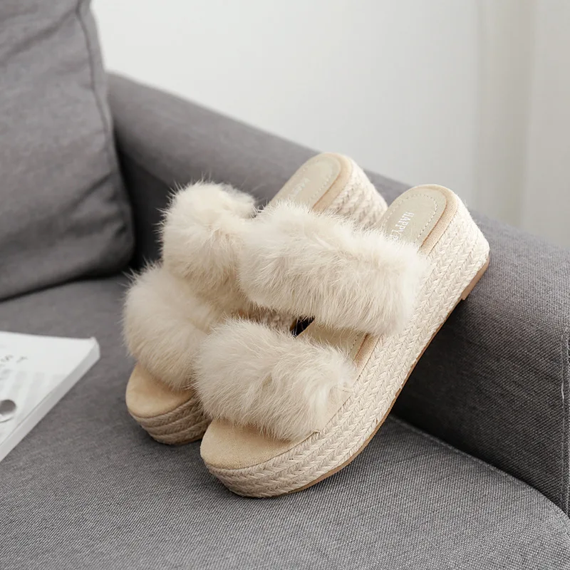 sweet real rabbit hair hemp wedges platform slides comfy summer creepers open toe fur slippers women shoes beach flip flops 2019
sweet real rabbit hair hemp wedges platform slides comfy summer creepers open toe fur slippers women shoes beach flip flops 2019