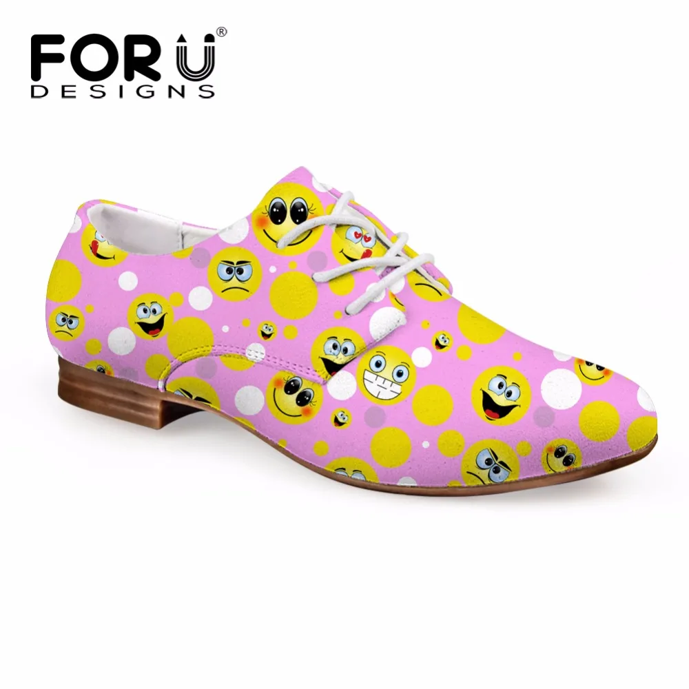 FORUDESIGNS Cute Pink Women Leather Shoes Cartoon Emoji Smiley Printing Fashion Oxfords Shoes for Women Casual Dress Shoes Woman
FORUDESIGNS Cute Pink Women Leather Shoes Cartoon Emoji Smiley Printing Fashion Oxfords Shoes for Women Casual Dress Shoes Woman