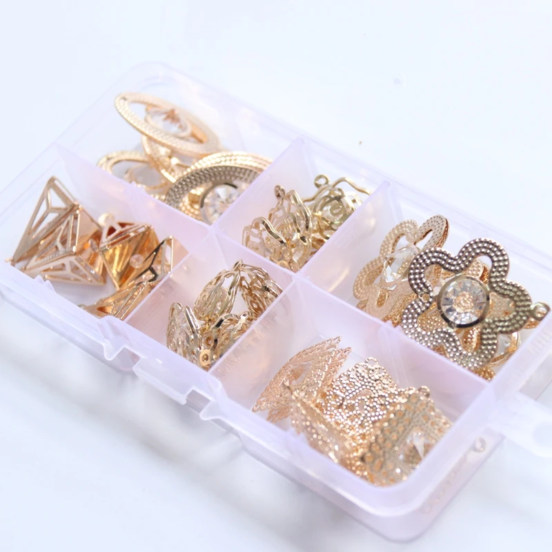 30Pcs/Set Mix Geometry Shape KC Gold Color Alloy Glass Crystal Rhinestone Inner Jewellery Pendants Jewelry Charms | Украшения и