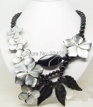 New Genuine Black Agates shell Flower wedding/Party/Ball/Gift necklaces 
New Genuine Black Agates shell Flower wedding/Party/Ball/Gift necklaces