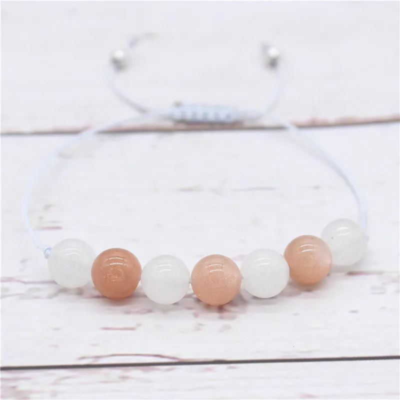 Фото Red & White Moonstone Beads Bracelets for Women Party Gifts Grey Braid Rope Chain Adjustable Charm Jewelry MBR180230 | Украшения и