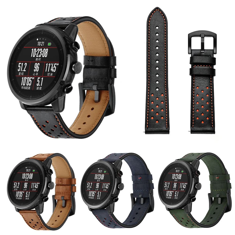 4 цвета натуральная кожа ремешок для часов Huami Amazfit 2 22 мм мужские повседневные