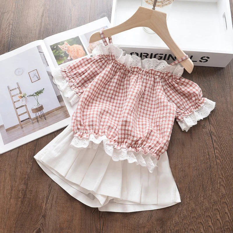 Humor Bear 2019 New Summer Girl Clothes Suit Lace Plaid Sling Short-Sleeved T-Shirt+Shorts 2PCS Set Toddler Baby Girls Clothing
Humor Bear 2019 New Summer Girl Clothes Suit Lace Plaid Sling Short-Sleeved T-Shirt+Shorts 2PCS Set Toddler Baby Girls Clothing