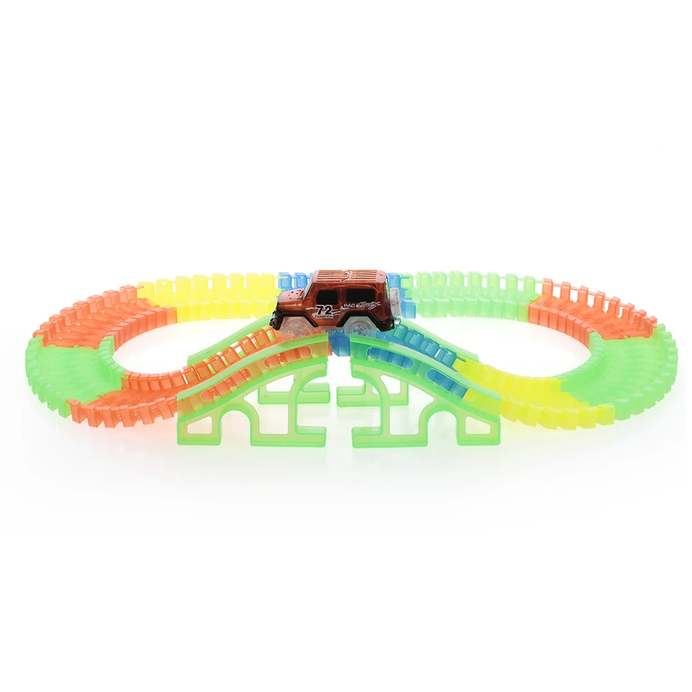 128 PCS 45mm Twisted Tracks Kids Flexible Assembly Neon Glow in Darkness with Bridge Track Race Car for Children Kids gift
128 PCS 45mm Twisted Tracks Kids Flexible Assembly Neon Glow in Darkness with Bridge Track Race Car for Children Kids gift