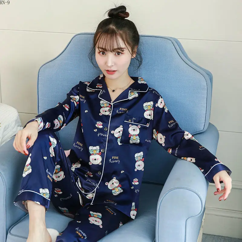 Spring Pajamas 2019 Women Silk Print Sweet Women Sleepwear Set Girl Nightgown Long Pant Pijama Mujer Cute Silk Pajamas Sets
Spring Pajamas 2019 Women Silk Print Sweet Women Sleepwear Set Girl Nightgown Long Pant Pijama Mujer Cute Silk Pajamas Sets