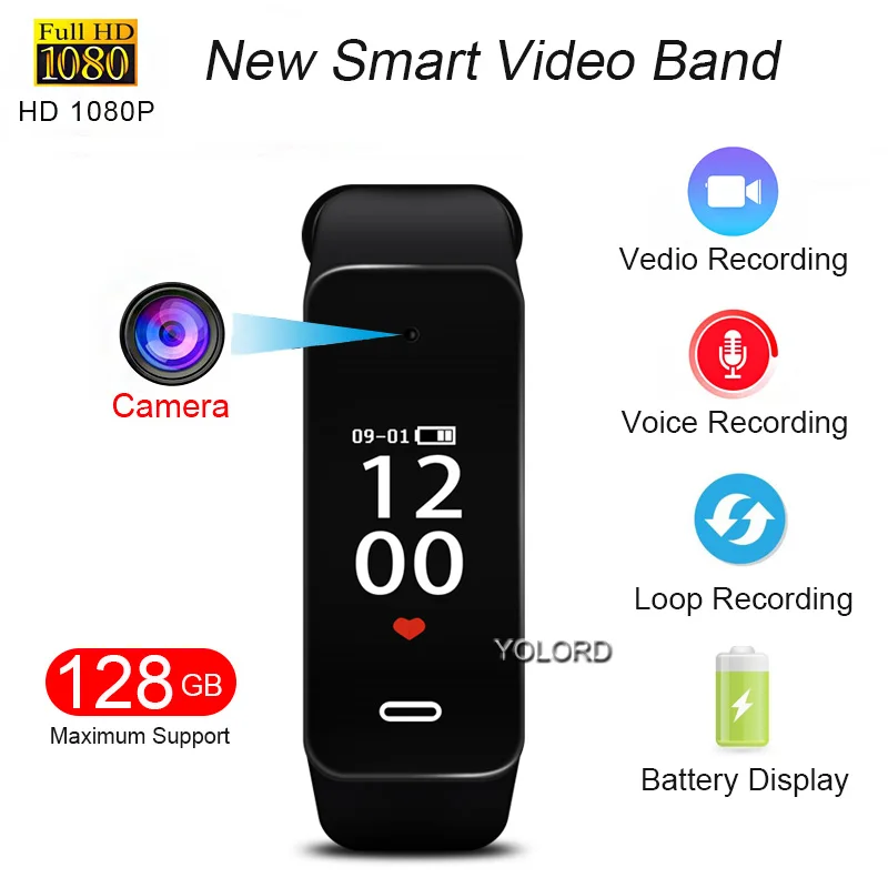 1080P HD Slim Mini DV Camera Voice Video Recording Recorder Smart Wristband Band Watch Bracelet
1080P HD Slim Mini DV Camera Voice Video Recording Recorder Smart Wristband Band Watch Bracelet