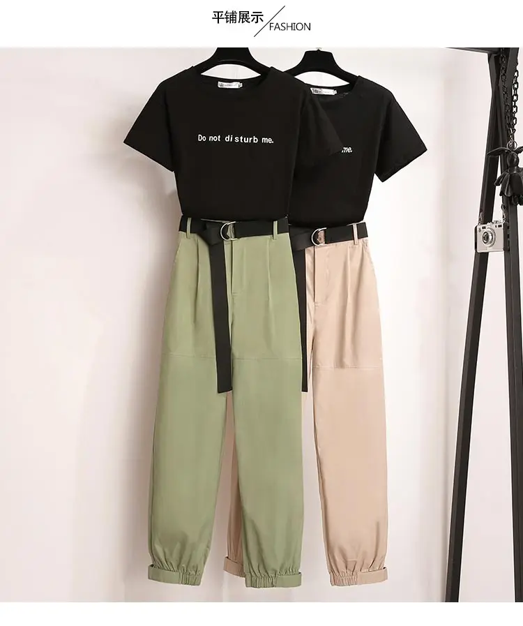 Oshangchaopin Women Autumn Pant 2-Piece Set Casual Letters Tees Tops+Comfortable Beam Foot Pant With Belt Plus Size Clothes Set
Oshangchaopin Women Autumn Pant 2-Piece Set Casual Letters Tees Tops+Comfortable Beam Foot Pant With Belt Plus Size Clothes Set