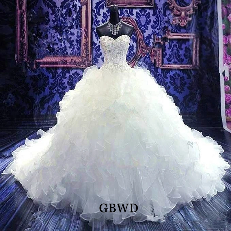 2019 Luxury Beaded Bridal Gown Princess Gown Sweetheart Corset Organza Cathedral Ball Gown Wedding Dresses vestido de noiva
2019 Luxury Beaded Bridal Gown Princess Gown Sweetheart Corset Organza Cathedral Ball Gown Wedding Dresses vestido de noiva