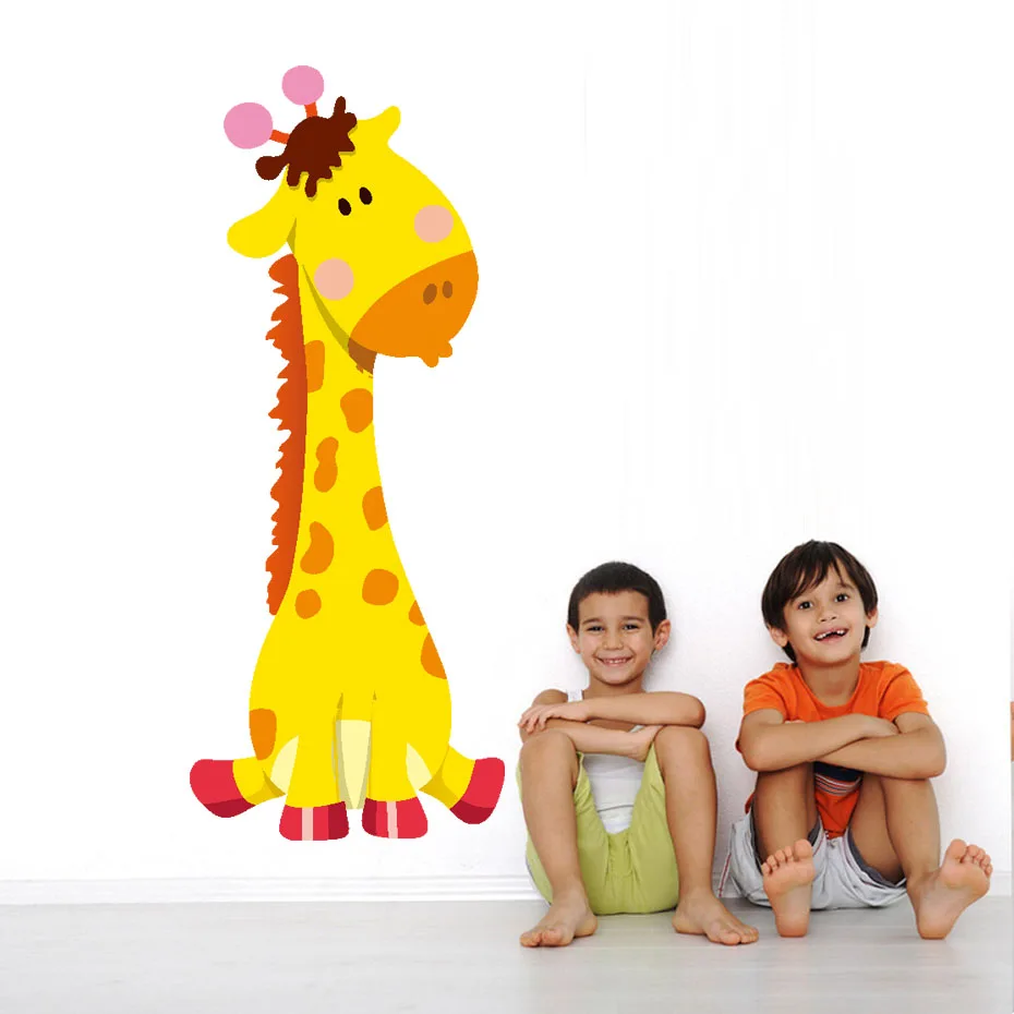 Cartoon Cute Animal Lion Giraffe Hippo Wall Art Decal For Kids Nursery Bedroom Vinyl Wall Sticker Removable Wallpaper Home Decor (6)