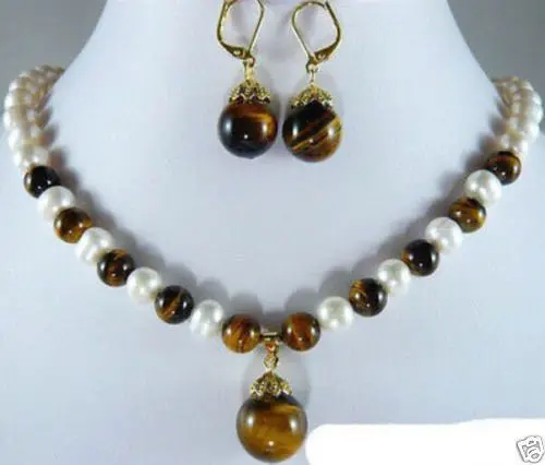 hot Free shippingReal White Pearl Tigereye Opal 18KGP Clasp Pendant Necklace Earrings set
hot Free shippingReal White Pearl Tigereye Opal 18KGP Clasp Pendant Necklace Earrings set