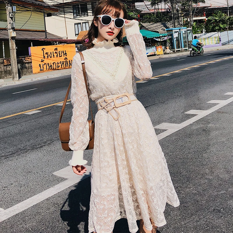 Lace Patchwork Knitting Dress Womens 2018 Spring Autumn Korean Women Long Sleeve Pleated Dresses Ladies Vintage Elegant Vestidos
Lace Patchwork Knitting Dress Womens 2018 Spring Autumn Korean Women Long Sleeve Pleated Dresses Ladies Vintage Elegant Vestidos