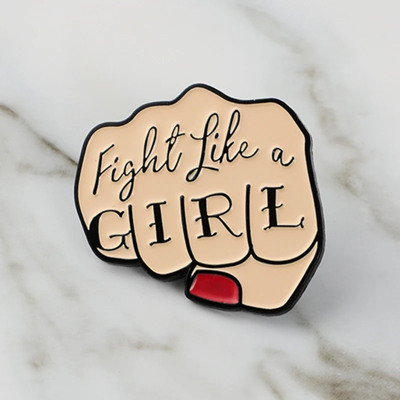 Feminist ! Fight Like A Girl ! Fist Women Rights Girl Power Hard Enamel Brooches Pins For Ladies 
Feminist ! Fight Like A Girl ! Fist Women Rights Girl Power Hard Enamel Brooches Pins For Ladies
