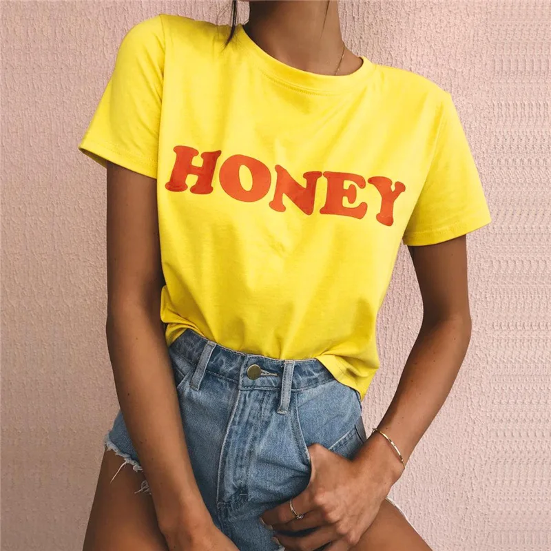 XS-4XL Fashion HONEY Letter Printed Women T-Shirt For New Summer Polyester Lovely Casual Female Tee Tops
XS-4XL Fashion HONEY Letter Printed Women T-Shirt For New Summer Polyester Lovely Casual Female Tee Tops