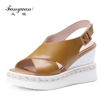 fanyuan New Sandals Women Summer Ankle Strap Genuine Leather Shoes Woman Wedges High Heeled Shoes Roman Sandals Women
fanyuan New Sandals Women Summer Ankle Strap Genuine Leather Shoes Woman Wedges High Heeled Shoes Roman Sandals Women