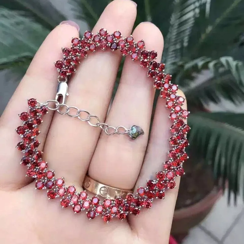Fidelity natural 3mm garnet Bracelet s925 sterling silver Brilliant fine jewelry for women party natural red gemstone
Fidelity natural 3mm garnet Bracelet s925 sterling silver Brilliant fine jewelry for women party natural red gemstone