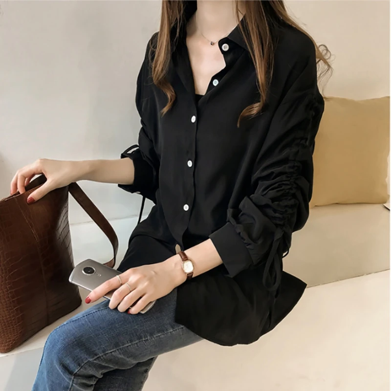 Women Casual Solid Color Blouse All-match Concise blusas mujer de moda 2019 Drawstring Long Sleeve Loose Button-down Blouse
Women Casual Solid Color Blouse All-match Concise blusas mujer de moda 2019 Drawstring Long Sleeve Loose Button-down Blouse