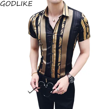 Luxury Gold Black Shirt 2019 Summer Short Sleeve Fashion Designer Party Club Prom Party Shirt Stylish youth Slim Tops For Men
Luxury Gold Black Shirt 2019 Summer Short Sleeve Fashion Designer Party Club Prom Party Shirt Stylish youth Slim Tops For Men