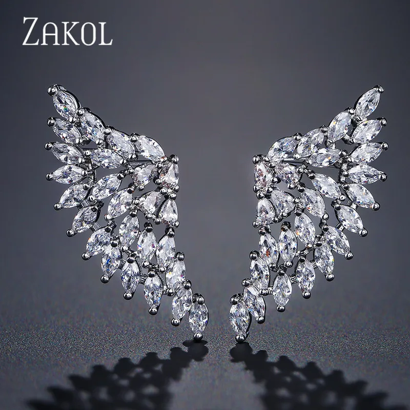 ZAKOL Korea Style Shining Zirconia Crystal Big Wings Stud Earrings for Women Fashion Wedding Jewelry FSEP2117
ZAKOL Korea Style Shining Zirconia Crystal Big Wings Stud Earrings for Women Fashion Wedding Jewelry FSEP2117