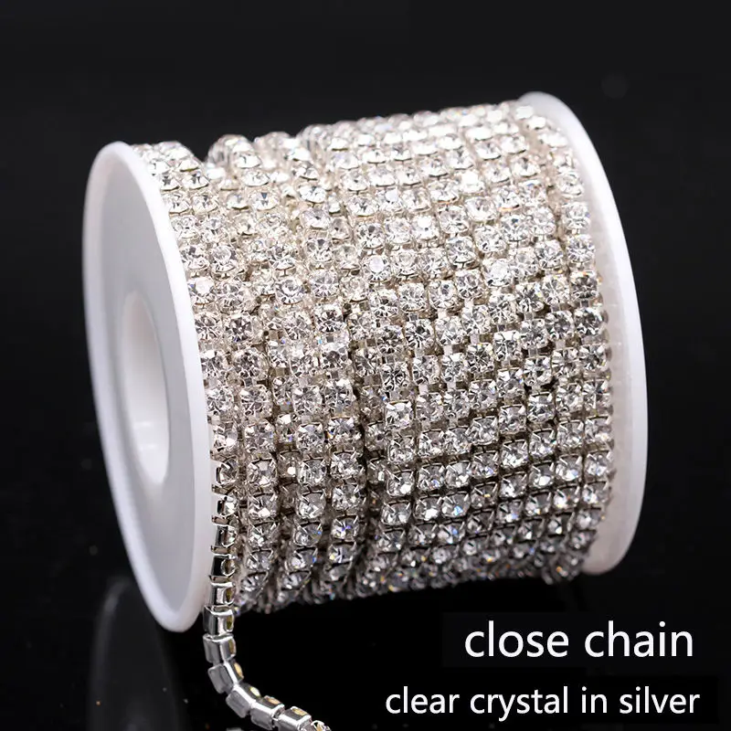 1/10yard ss6/8/10/12/14/16/18 Crystal clear Rhinestone silver close claw cup Chain necklace trim Applique sewing Craft Belt 1Row
1/10yard ss6/8/10/12/14/16/18 Crystal clear Rhinestone silver close claw cup Chain necklace trim Applique sewing Craft Belt 1Row