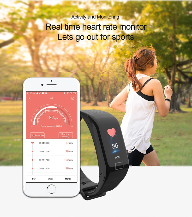 MOCRUX New F1 PLUS Smart Wristbands Fitness Bracelet Blood Pressure Smart Bracelets Heart Rate Monitor Fitness Bracelet Band Waterproof (2)